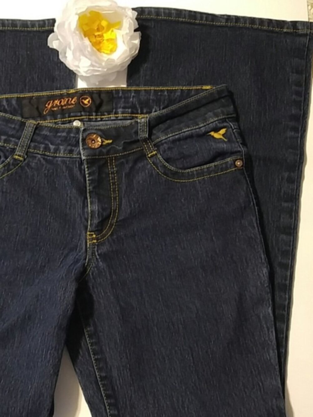 Grace SZ7 Dark Wash Boot Cut Denim Jean with Fancy Back Embroidered Pockets